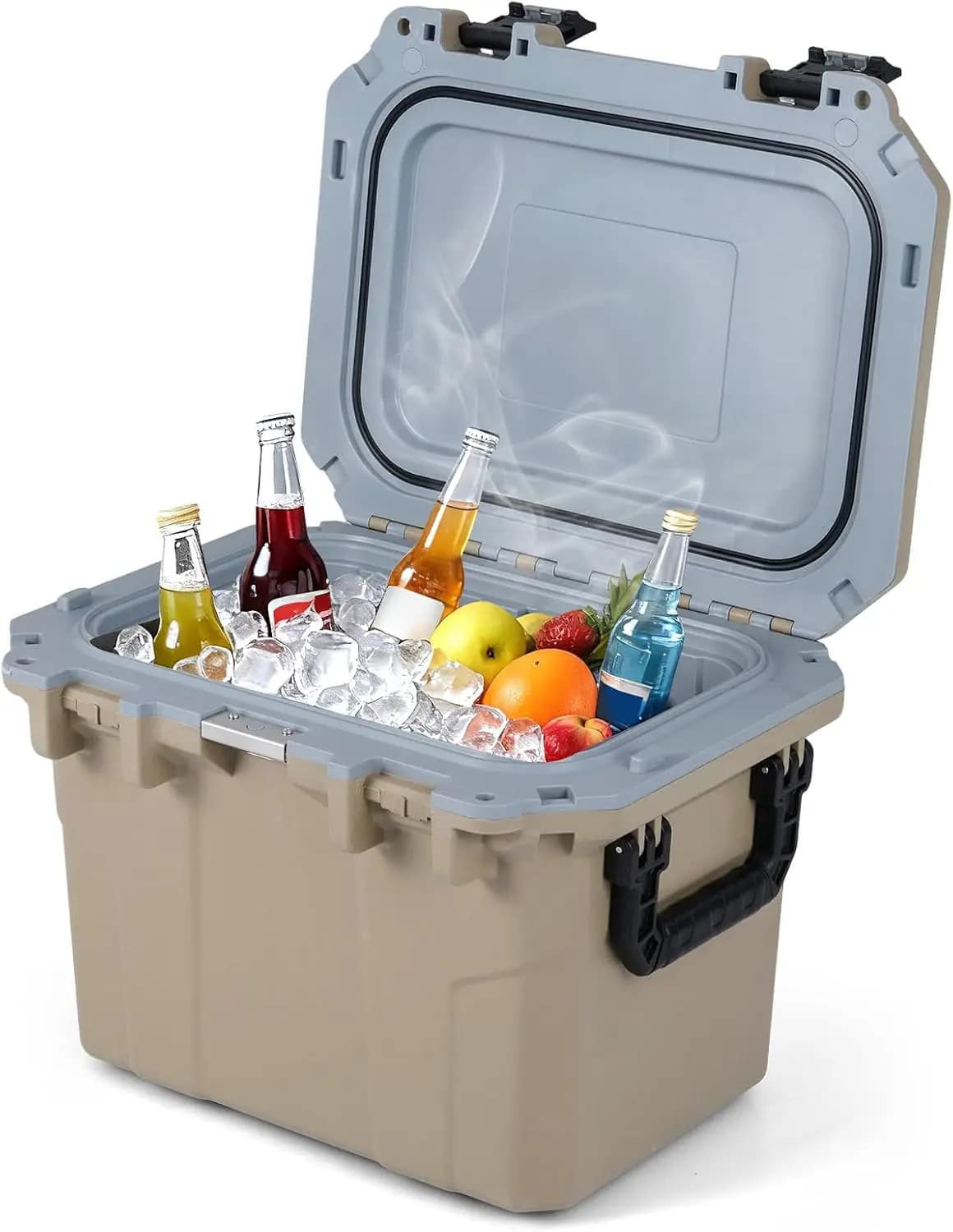 Ultra‑Light Injection‑Molded Hard Ice Chest Cooler with 2 Carrying Handles and Built‑in Bottle Opener, 6‑Day Ice Retention Insulated Cooler for Camping, Fishing, Beach, Tailgating