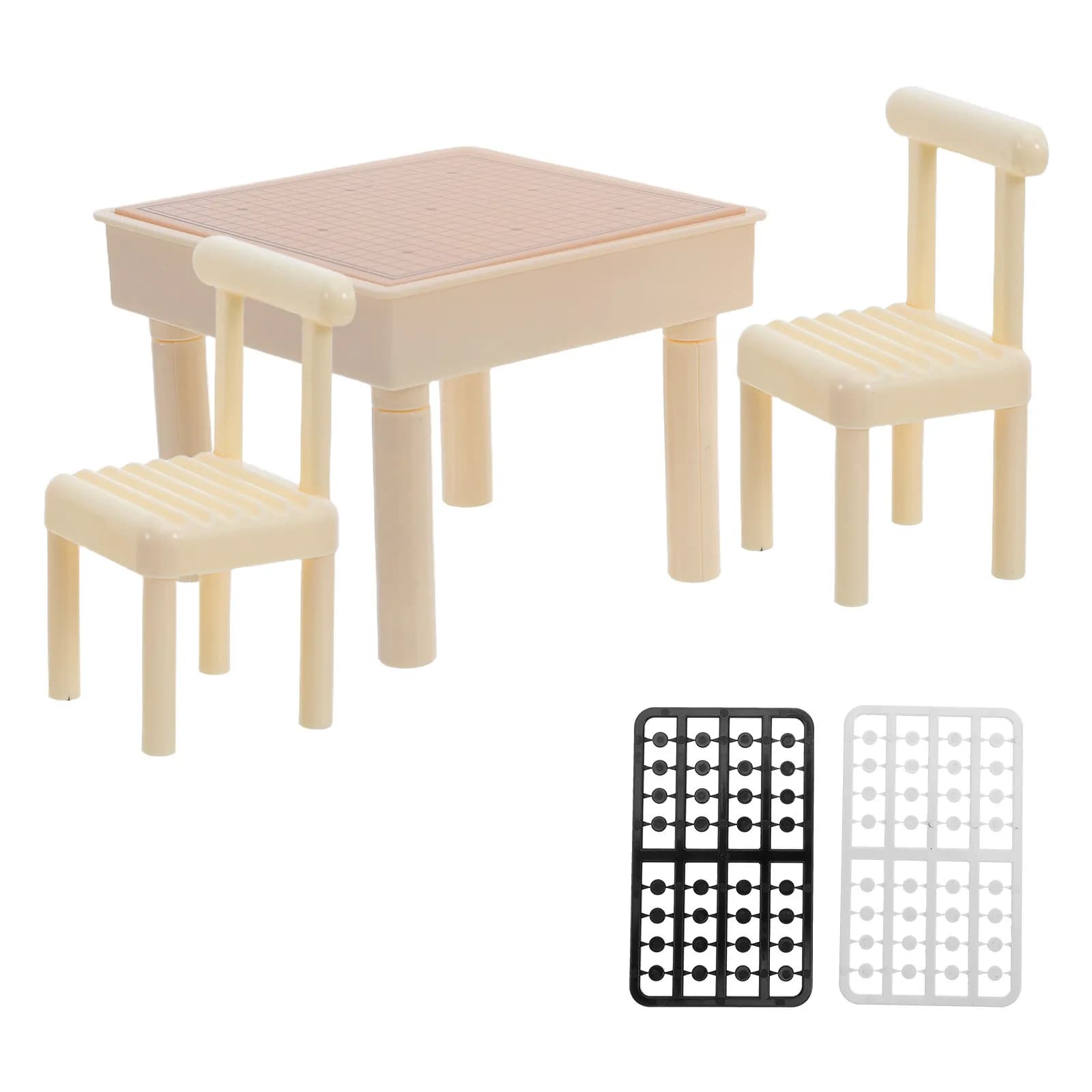 Set di Tavolo e Sedie da Scacchi in Miniatura per Casa delle Bambole, Mobili Simulati, Set da Gioco Creativo, in Plastica Robusta e Portatile