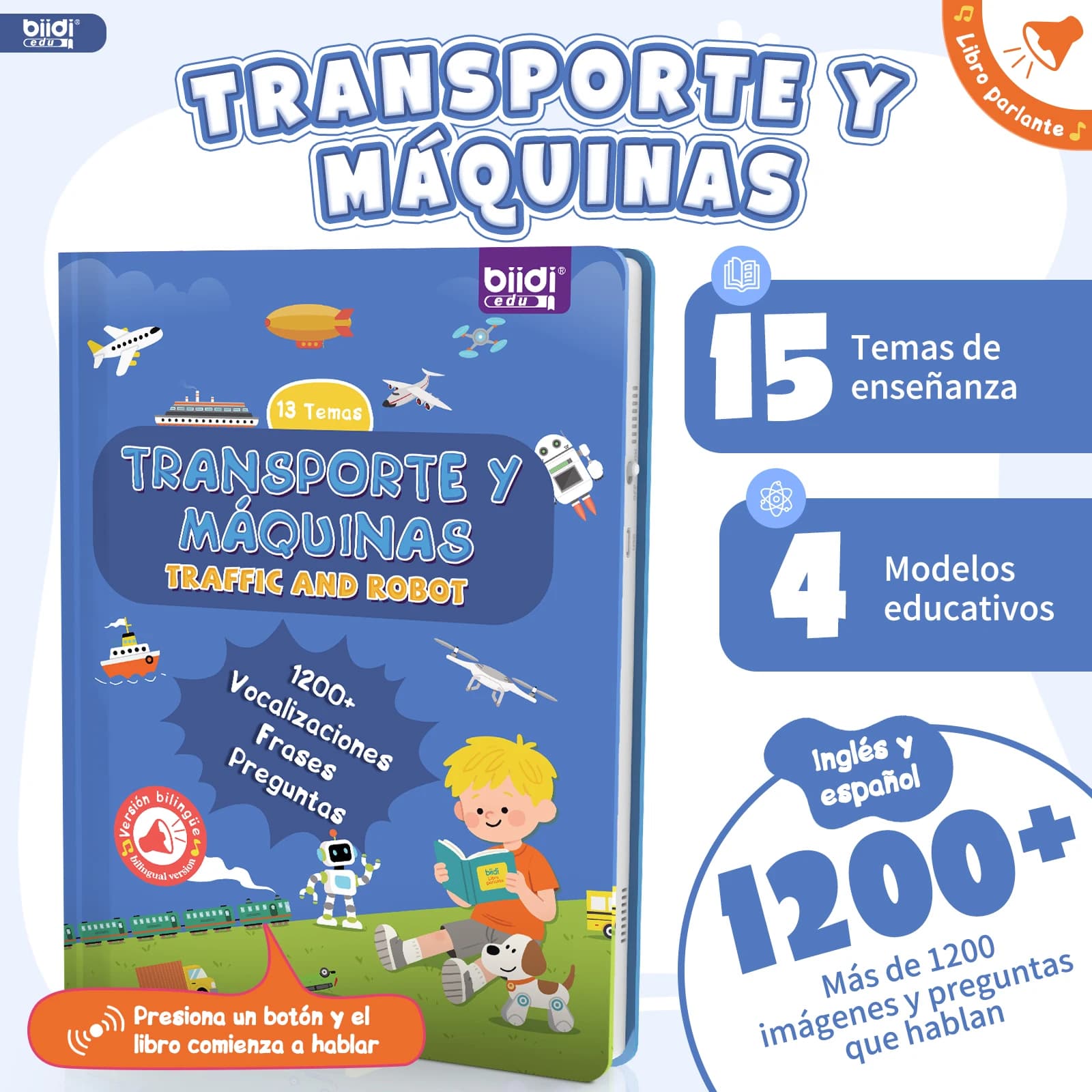 Libro Audio Bilingue - Spagnolo + Inglese, Giocattolo Interattivo per Bambini con Autismo, Libro Educativo Interattivo 0+