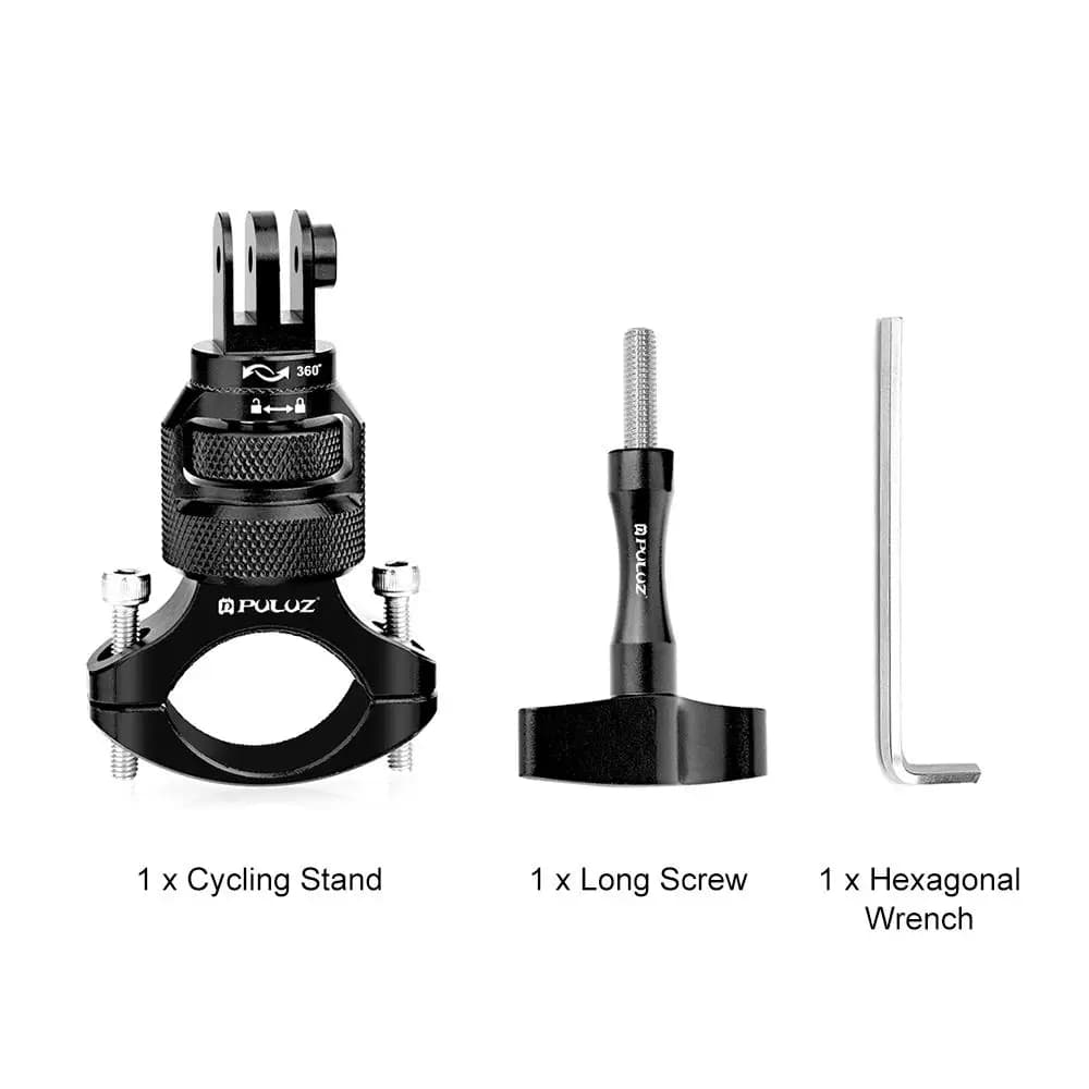 Adattatore per manubrio in alluminio per moto con rotazione a 360 gradi e vite per GoPro, Insta360, DJI e altre action camera.