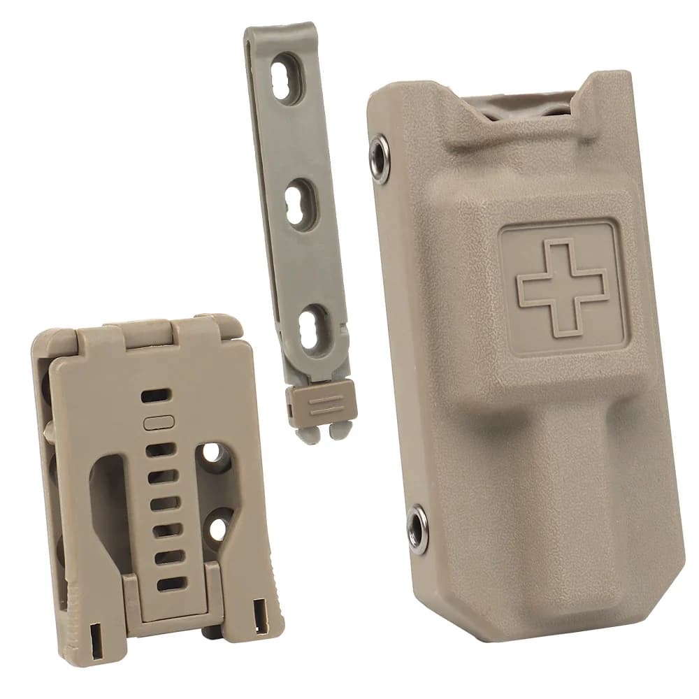 Porta laccio emostatico tattico Molle Borsa per kit di pronto soccorso Custodia per laccio emostatico EDC con clip da cintura Scatola per borsa da caccia