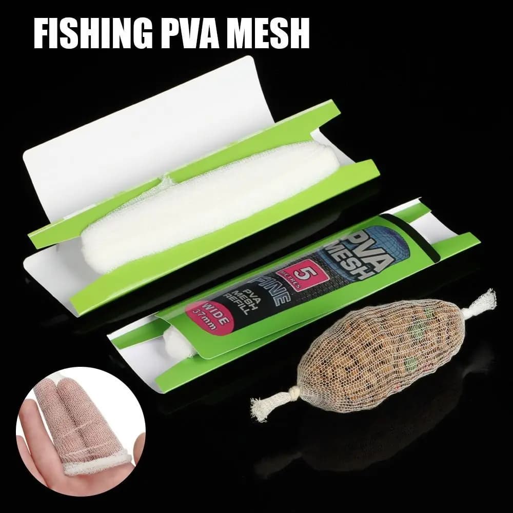 5M/20M 25/37/44MM Soluble Fishing Tools Refill Rig Baits Carp Coarse Fishing Water Soluble Sack Bait Wrap Bag PVA Lure Mesh