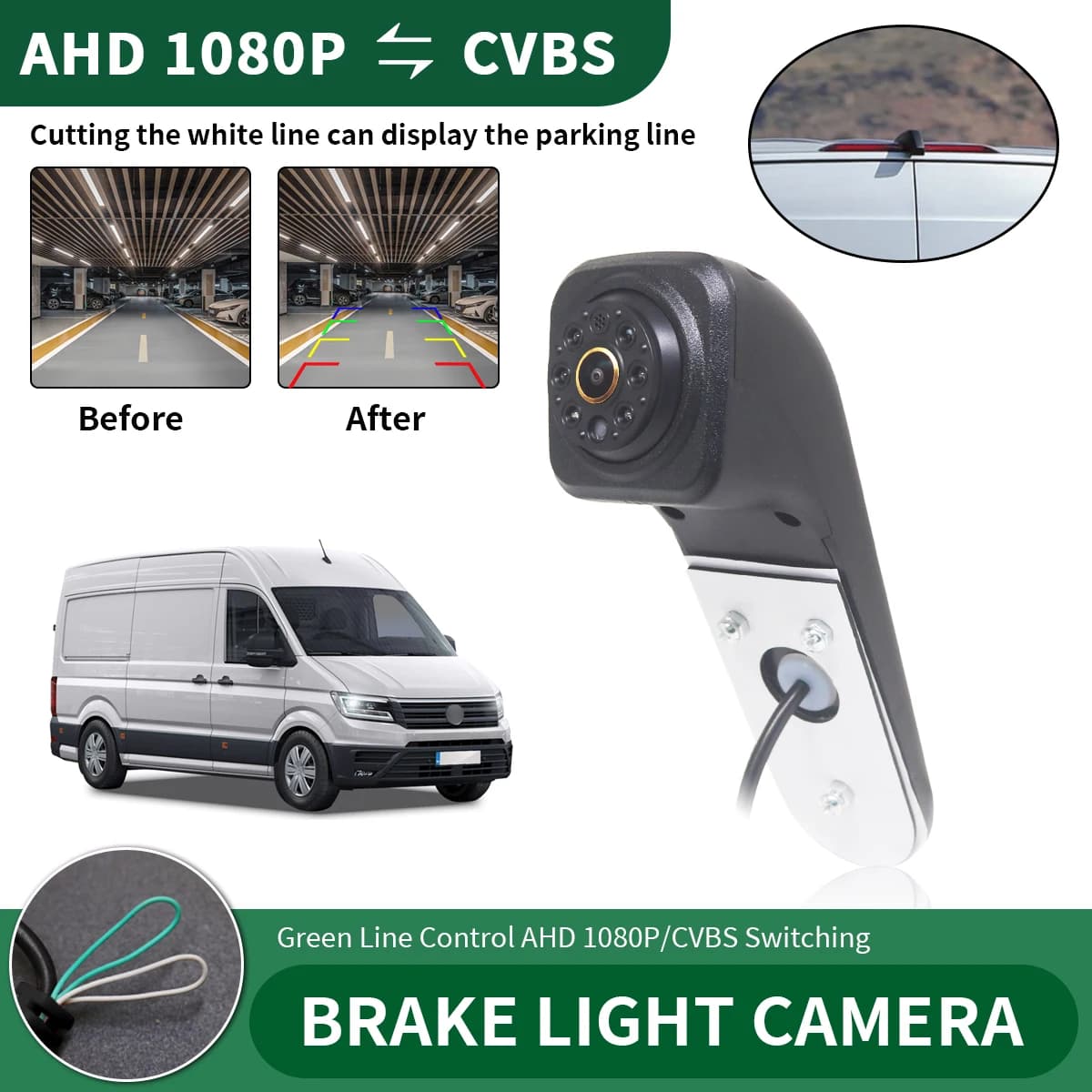 Telecamera posteriore per luce freno per auto AHD 1080P per Volkswagen VW Crafter Van (2017-presente) Telecamera di backup per visione notturna IR