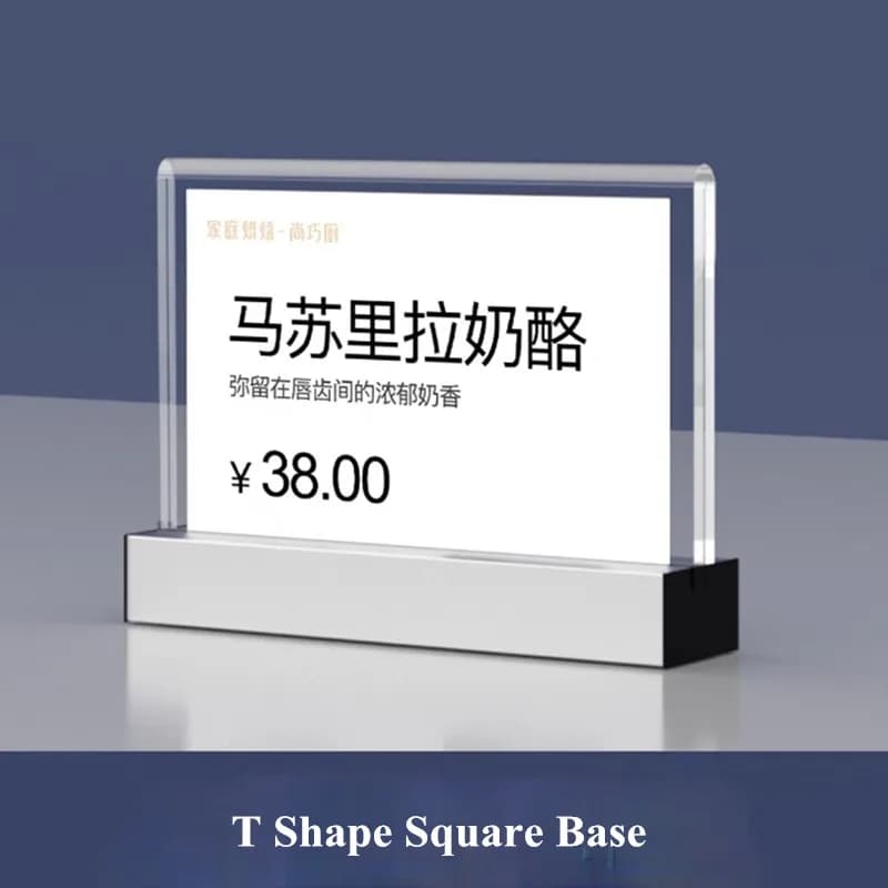 10 Pieces 55x90mm /100x70mm Desktop Acrylic Price Label Card Tags Table Number Menu Paper Holder Metal Sign Holder Display Stand
