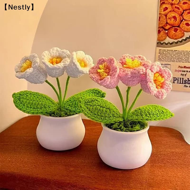 Fiori all'uncinetto, girasoli artificiali in vaso, pianta tessuta a mano, regalo di nozze per gli ospiti, decorazione girasole, decorazione per la stanza〔Nest〕