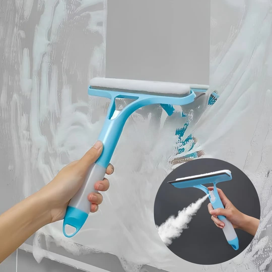 Detergente per vetri Raschietto per vetri per auto Tergicristallo per porta della doccia con dispenser di sapone per la pulizia profonda della casa e la pulizia degli specchi