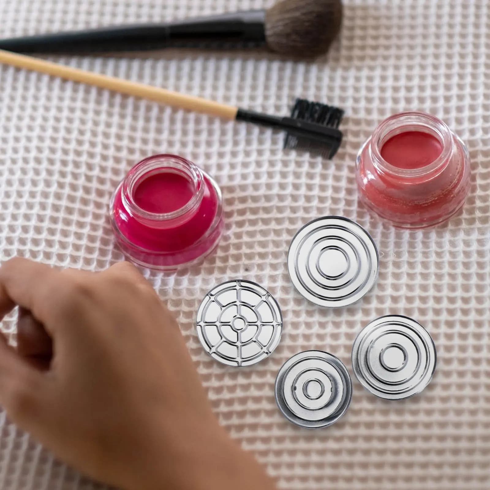 Set da 22 Pezzi: Contenitori Vuoti Ricaricabili in Alluminio Semplici per Ombretto, Correttore, Rossetto, Blush - Organizer Trucchi Fai da Te
