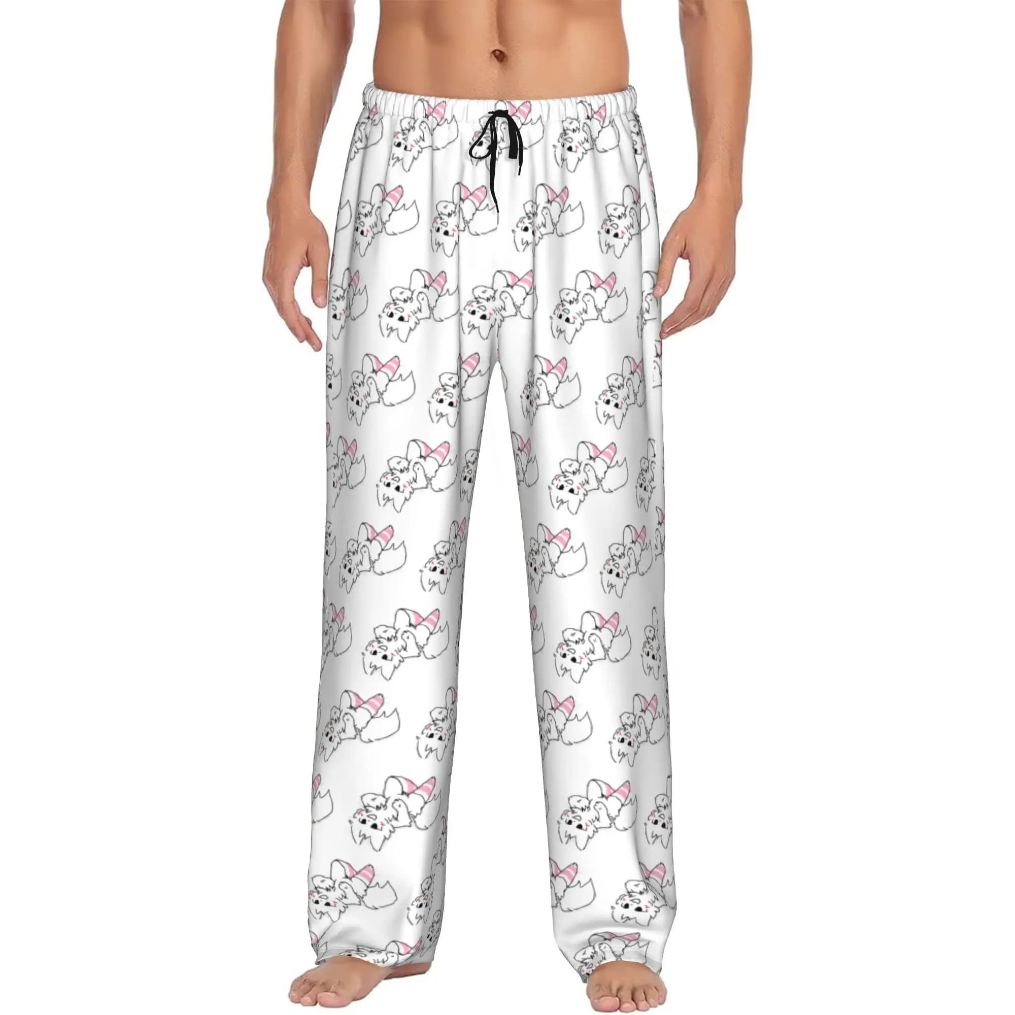 Pantaloni del Pigiama Boykisser Silly Cat Personalizzati, Pantaloni da Notte con Stampa Cartoon per Uomo, con Tasche