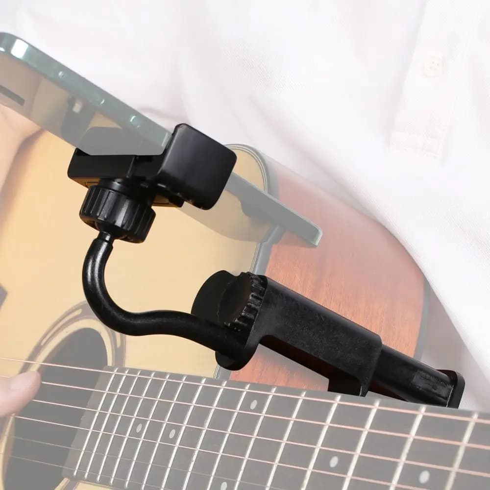 Supporto per telefono per chitarra Supporto per chitarra regolabile per morsetto di supporto per telefono cellulare per chitarra Ukulele basso da 6-10,5 cm per la trasmissione di registrazione