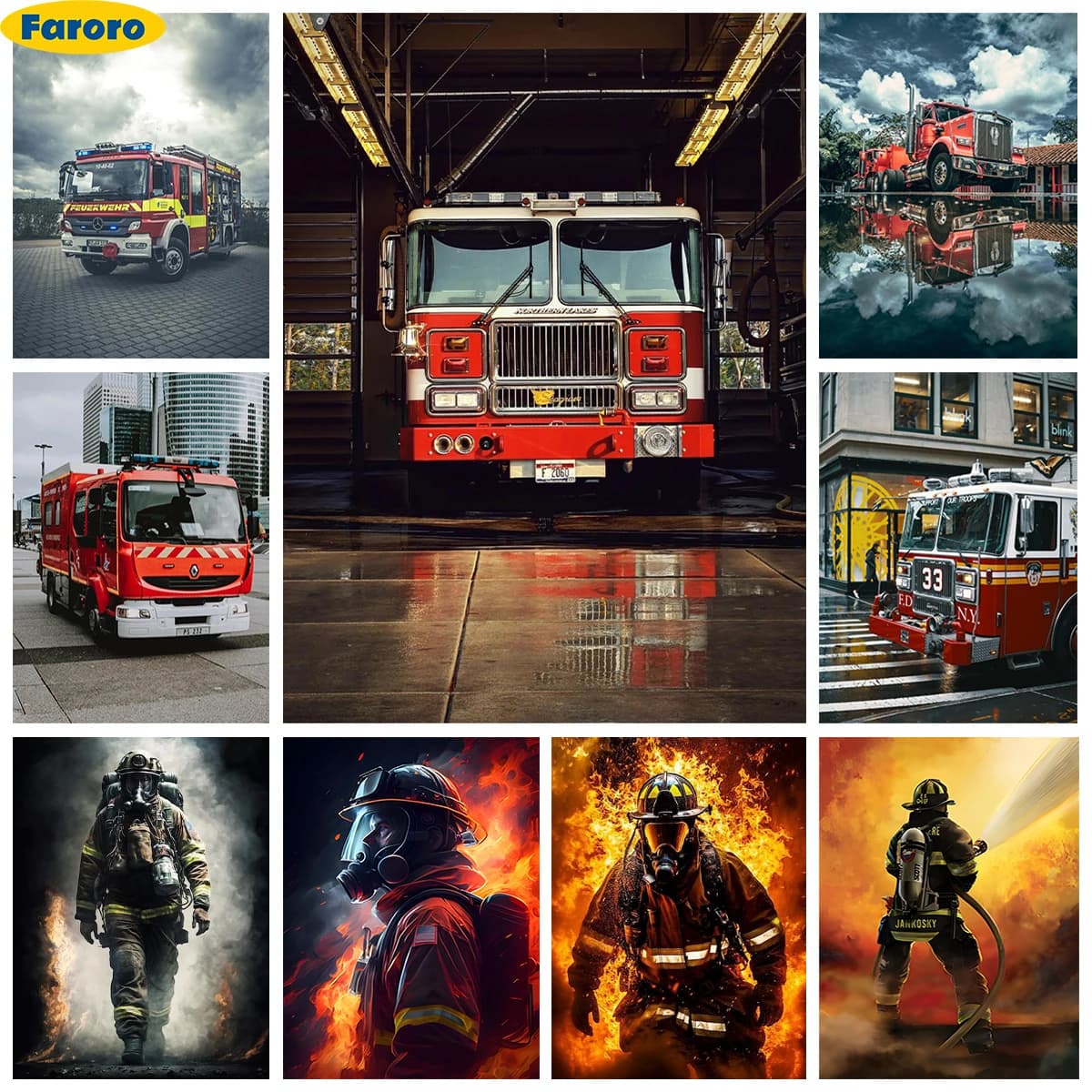 Fire Truck AB Diamond Painting Fire Fighting Heroes fai da te diamante ricamo punto croce adulto fatto a mano Home Wall Decor regali