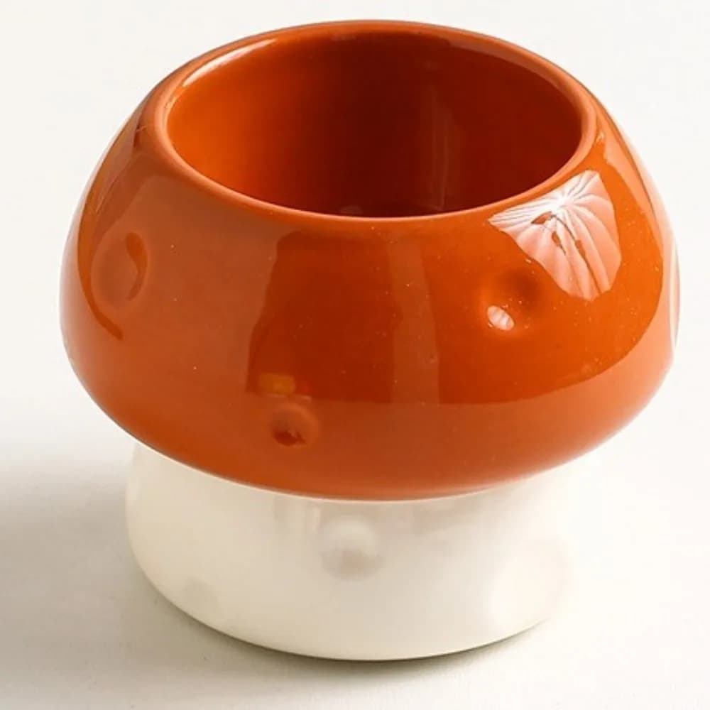 Ceramic Mushroom Bird Feeder Anti Tip Large Capacity Parrot Food Bowl Spill Proof Parrot Food Container Bird Cage