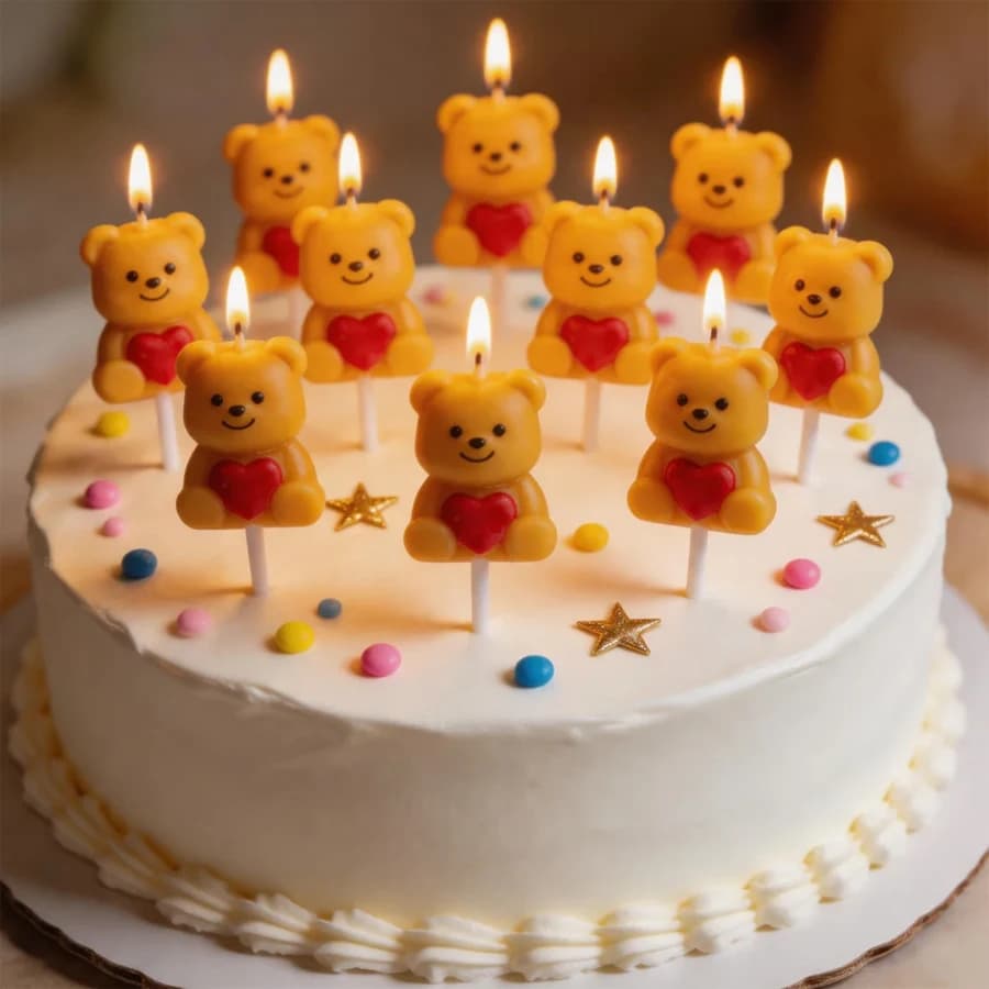 5Pcs Creative Love Bear Candle Cake Decoration Bear Shaped Candles Valentine's Day Birthday Party Baking Plugin