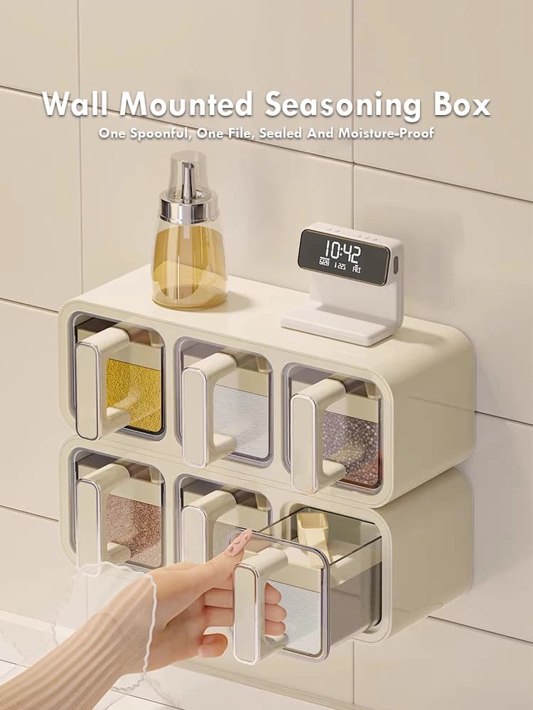 Set di combinazioni di scaffali per condimenti da cucina serbatoio per condimenti a parete scatola per condimenti Non perforata accessori da cucina