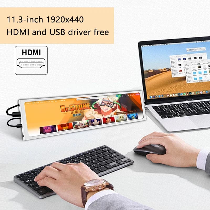 Custodia da gioco di espansione portatile Display Monitor IPS da 11,3 pollici Barra LCD Laptop di prima linea Interfaccia HDMI ad alta definizione