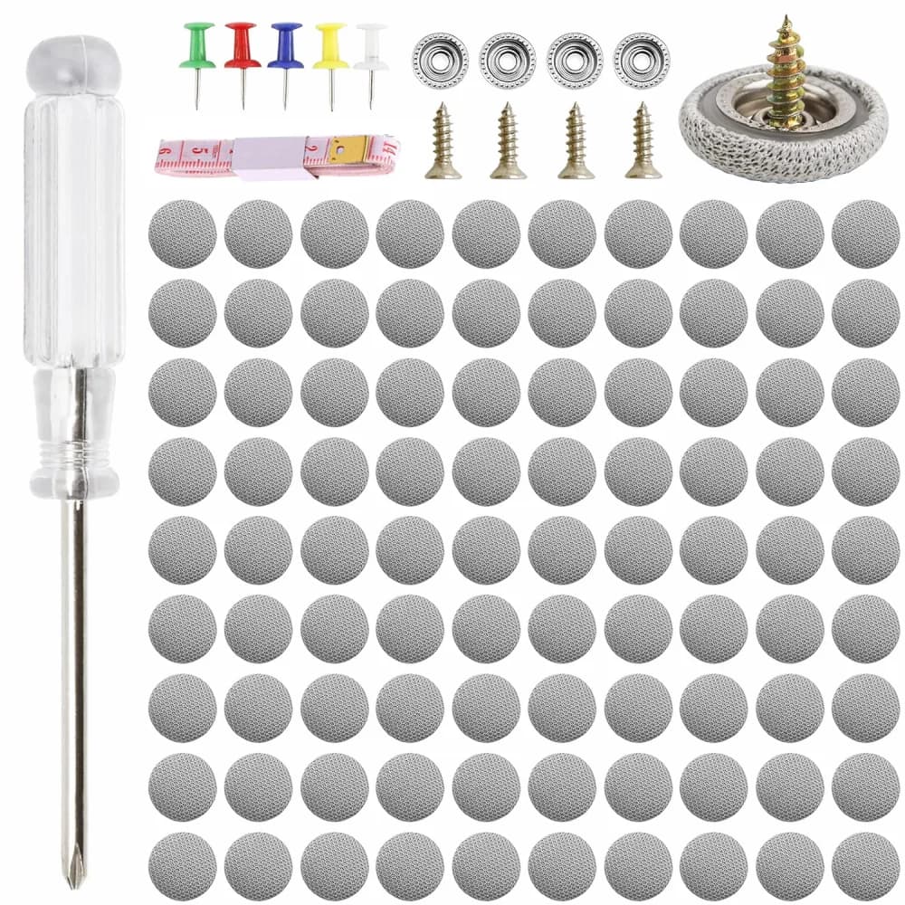 Kit 90 Graffette Grigie, Cacciavite, Metro a nastro, Aghi colorati, Per riparare il tetto dell'auto e decorare la tomaia