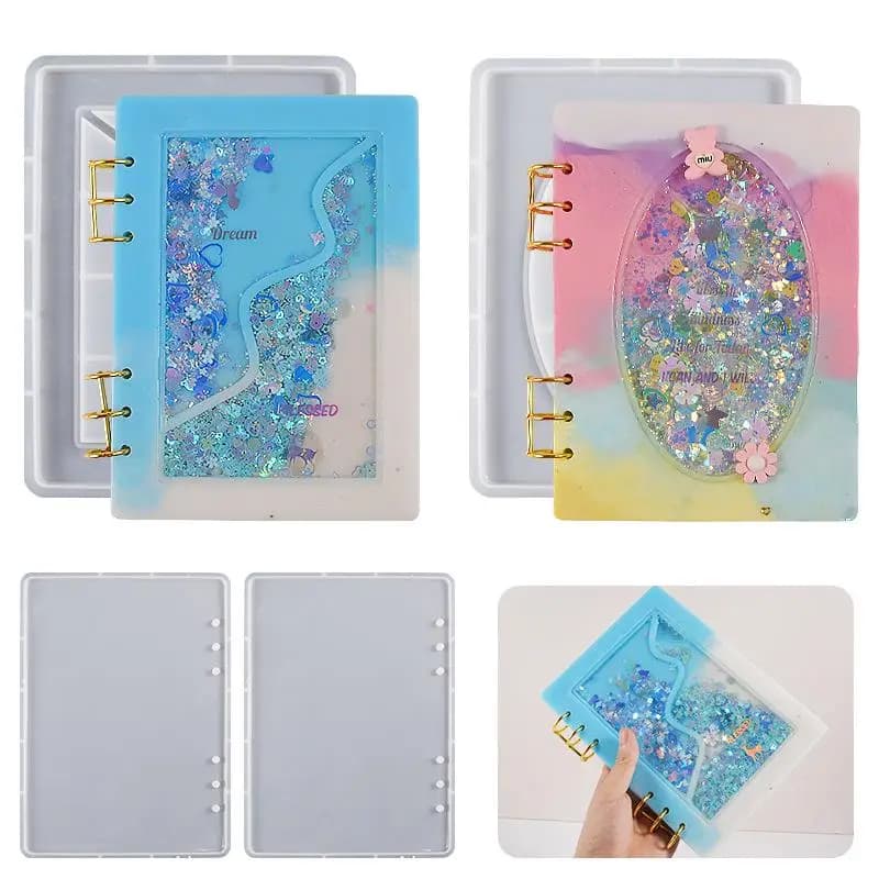 A5 Quicksand Notebook Cover Stampo in resina Stampi in silicone epossidico UV cristallo fai da te Libro trasparente Stampi per colata in resina regalo creativo