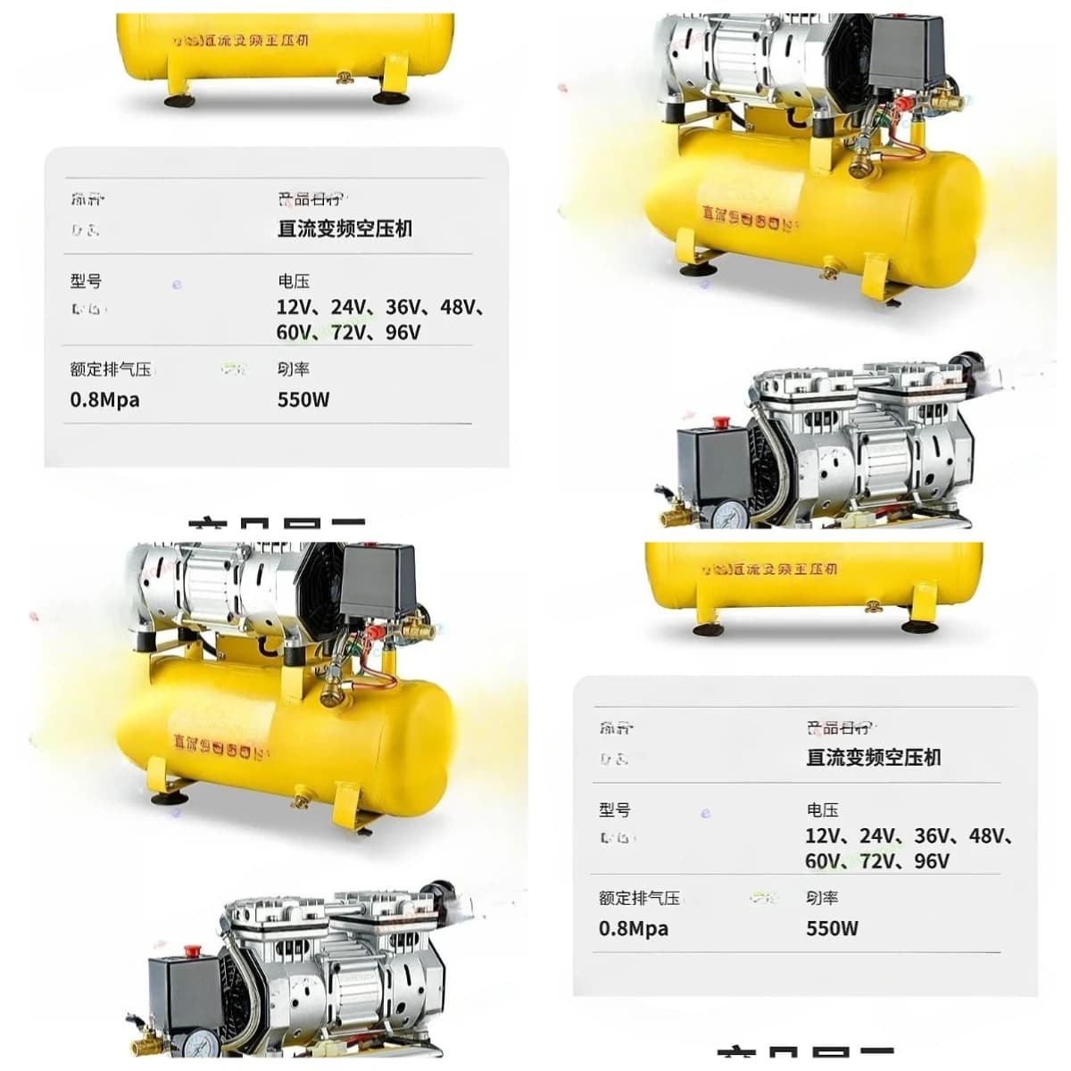 Mini Compressore d'Aria DC Multi-Voltaggio, Pompa Gonfiabile Universale Senza Olio 12V-60V per Pneumatici