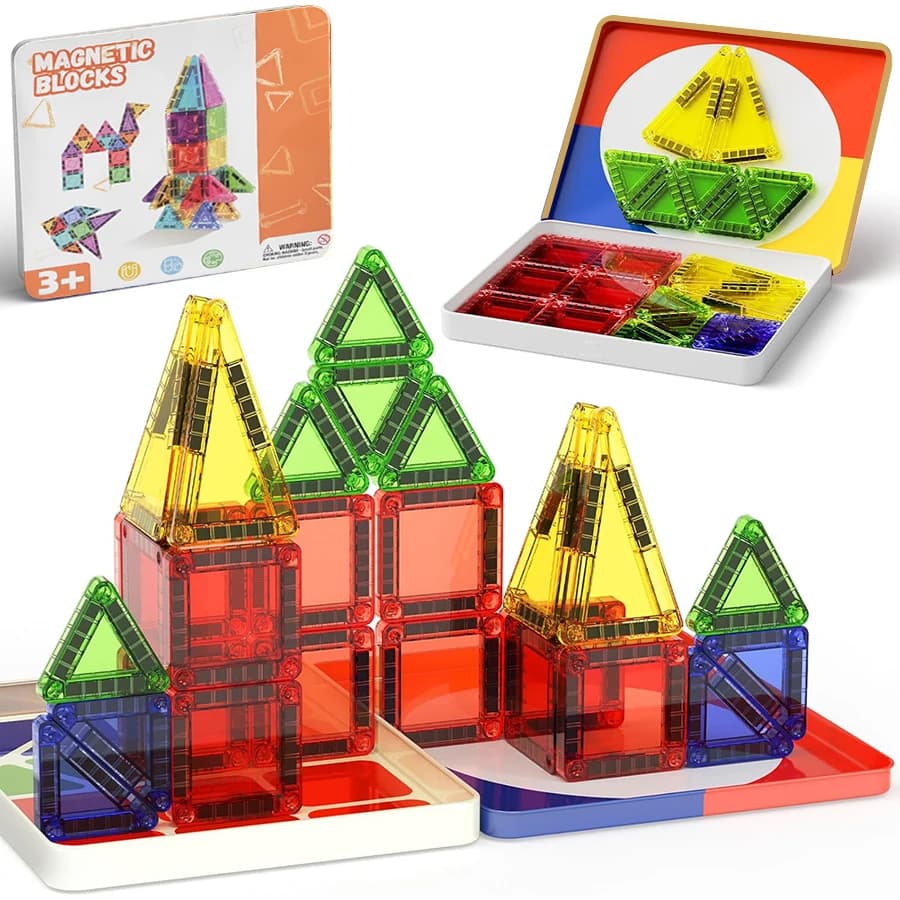 Piastrelle magnetiche Giocattoli per bambini Blocchi magnetici per bambini Giocattoli Giochi STEM Giocattoli educativi Gioco sensoriale Set da viaggio per bambini