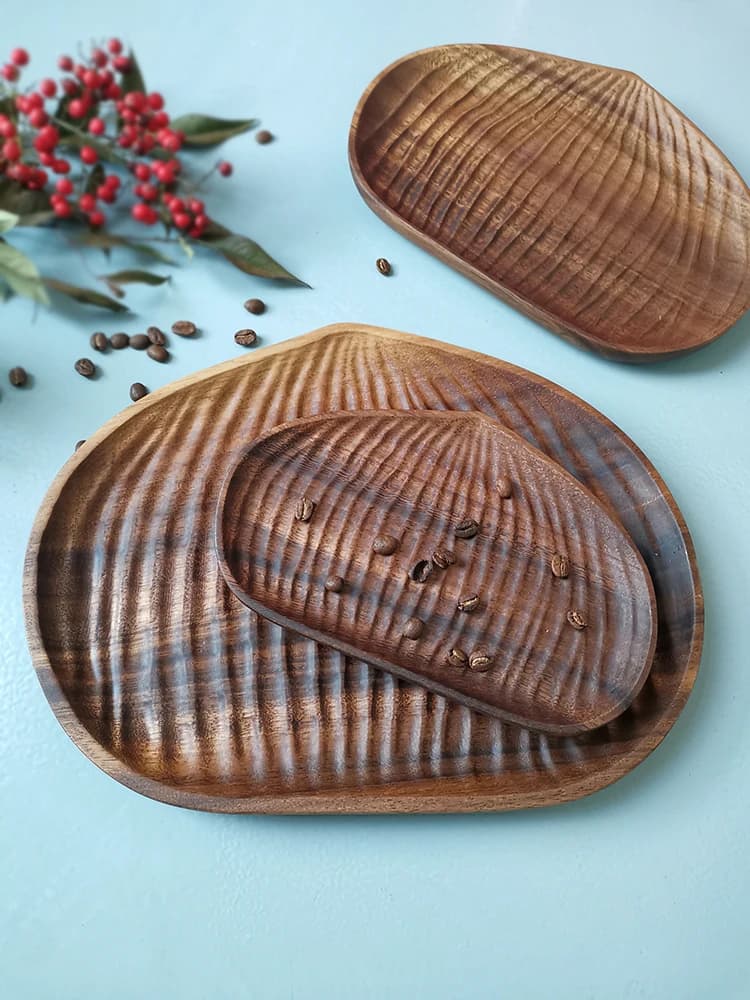 Vassoio da portata in legno di ciliegio, tagliere per dolci, scatola portafrutta secca e castagne, piatto in legno per frutta