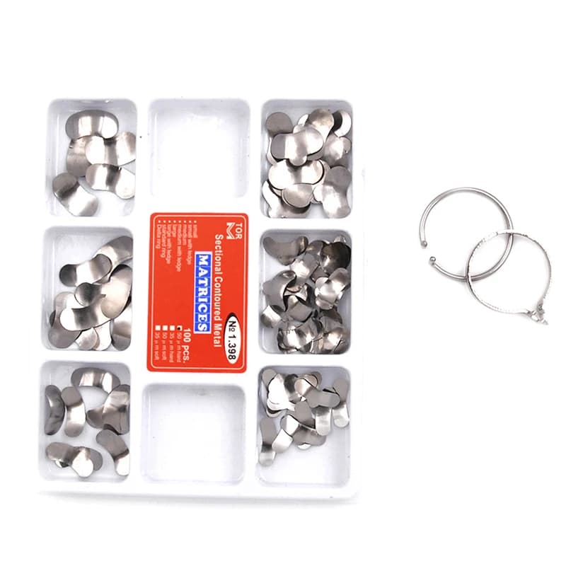 100 pz/pacco matrici metalliche sagomate sezionali a matrice dentale