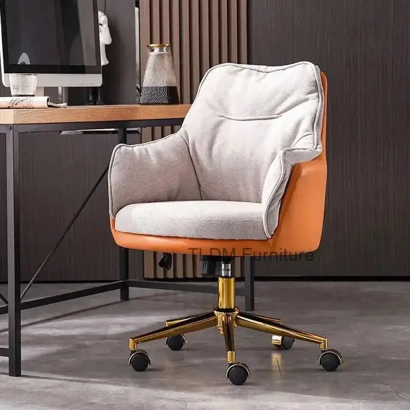 Sedia da computer artigianale in metallo Cuscino morbido da ufficio Poltrona da ufficio Schienale ergonomico Sedia girevole sollevabile Sedie da scrivania da studio