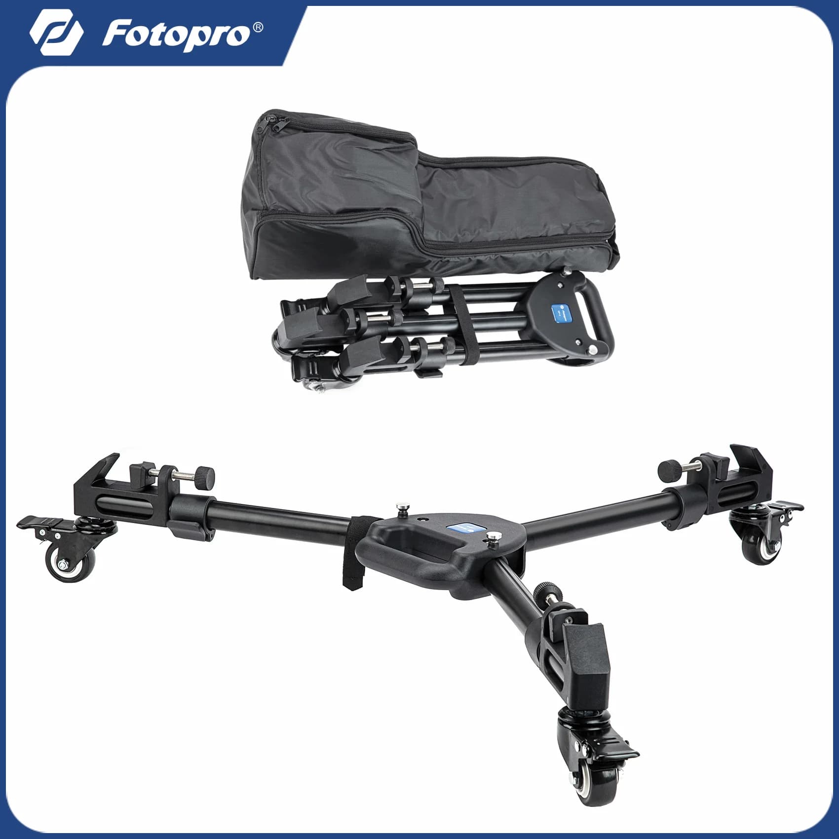 Fotopro Treppiede per fotografia professionale Dolly Ruote per treppiede resistenti in alluminio per videocamera Videocamera Illuminazione video DP2