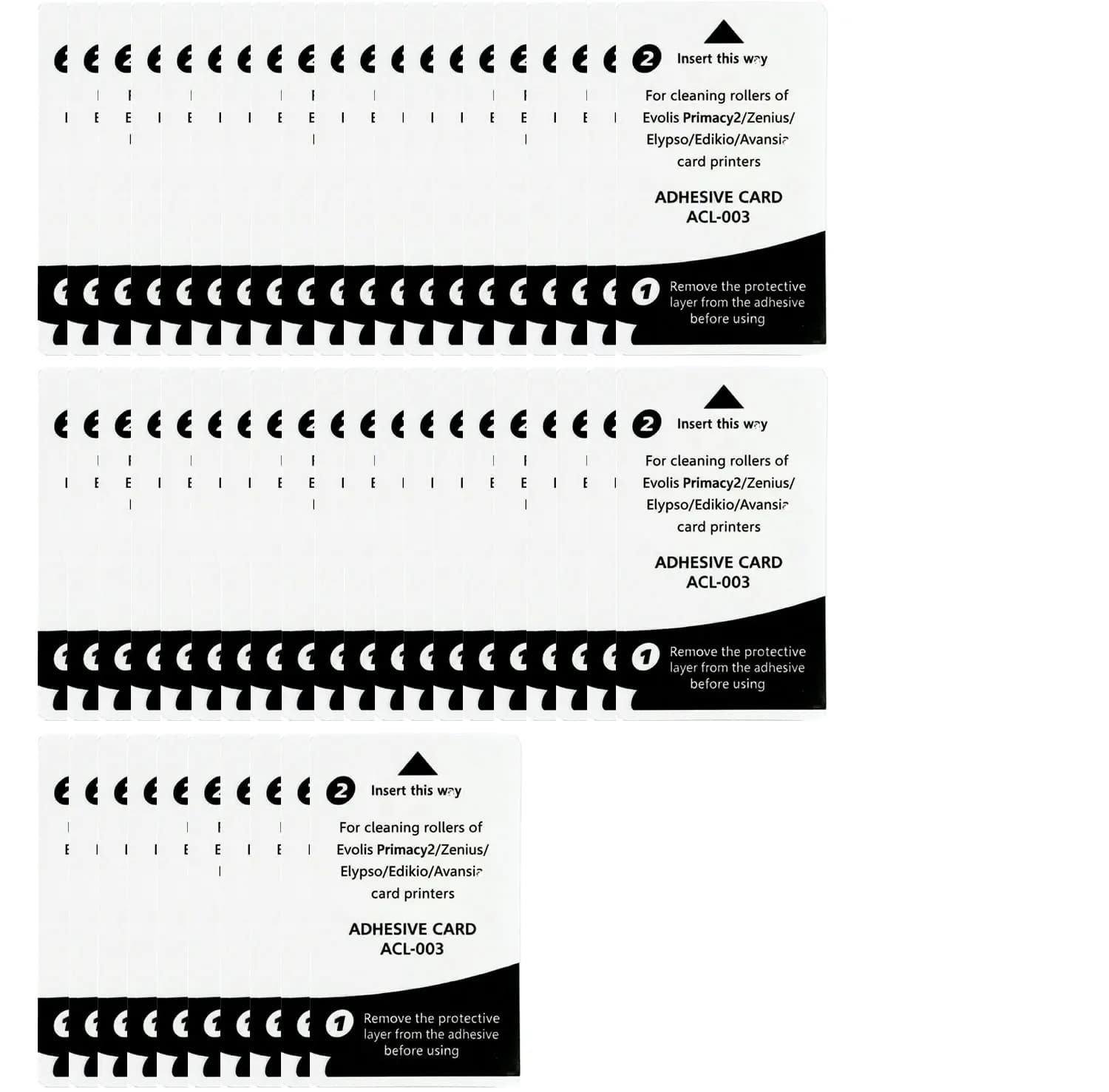 ACL003 Adhesive Cleaning Cards 50PCS ACC-5490 for Evolis Primacy Zenius Elypso Badgy 200 ID Card Printer Roller Cleaning Kit