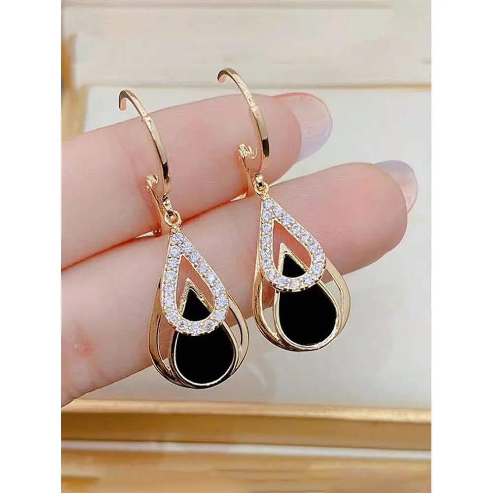 Orecchini neri a forma di goccia d'acqua, squisiti ed eleganti, regalo perfetto per compleanni, Natale e anniversari delle ragazze