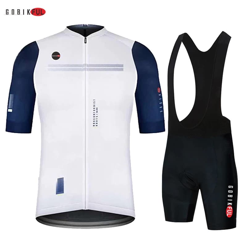 Gobikful White Cycling Team jersey 20D bike shorts suit Ropa Ciclismo mens summer quick dry bicycle Maillot Pants abbigliamento