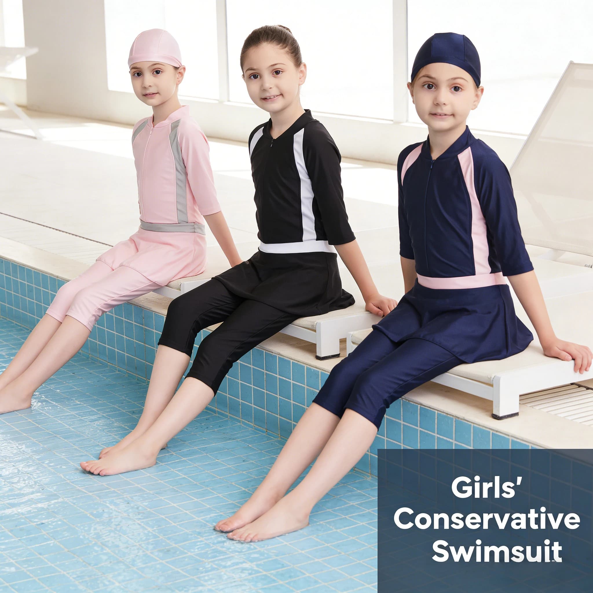 Preservative swimsuit for girls, modest swimsuit for children, quick drying summer swimsuit for the beach