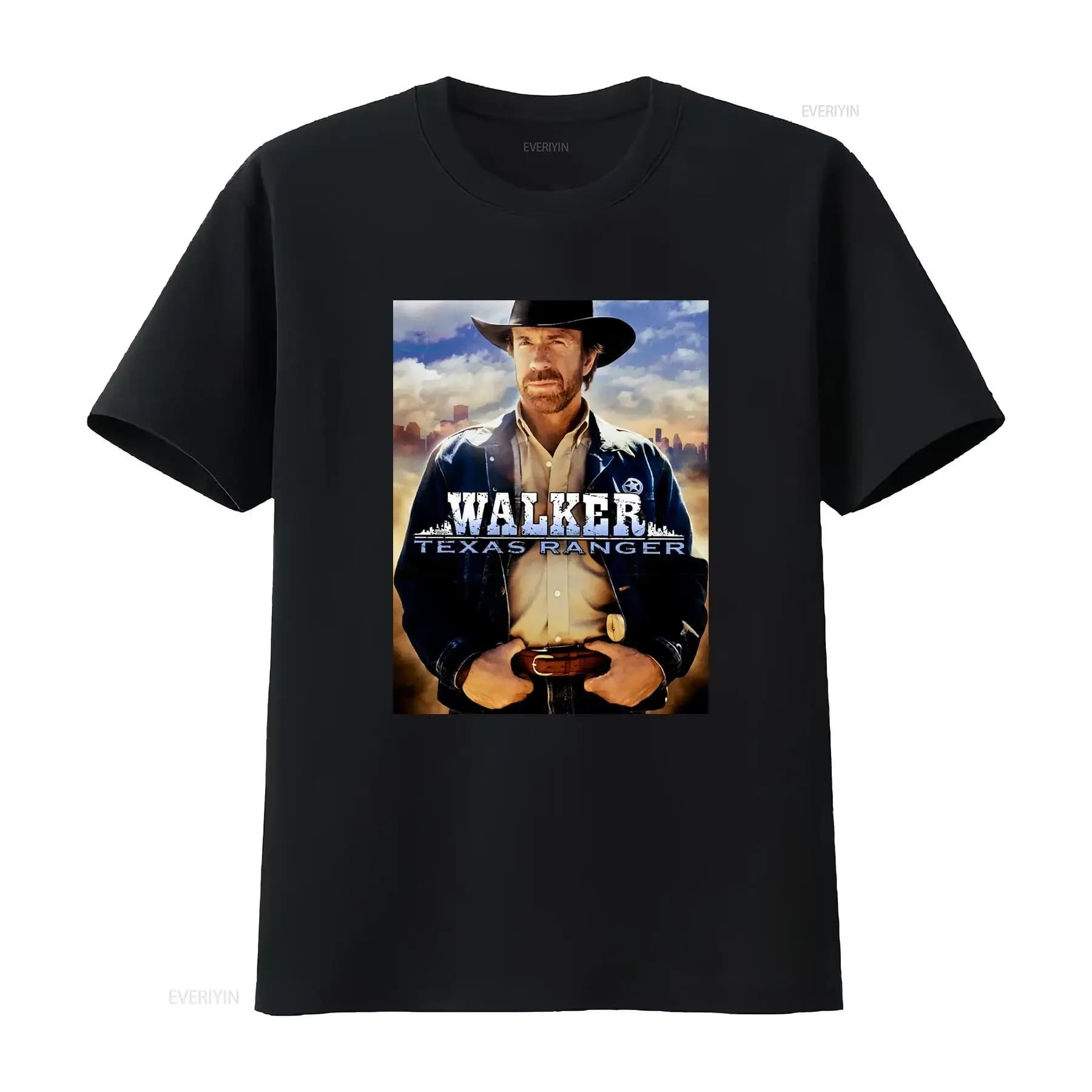 Walker Texas Ranger Chuck Norris T-shirt with classic print for men, vintage, streetwear, unisex fashion, designer clothing