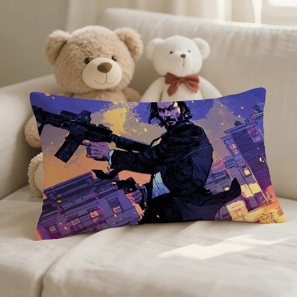 Federa per cuscino Movie J-John Wick adatta per divano, camera da letto, cuscino per auto, cuscino per schienale rettangolare