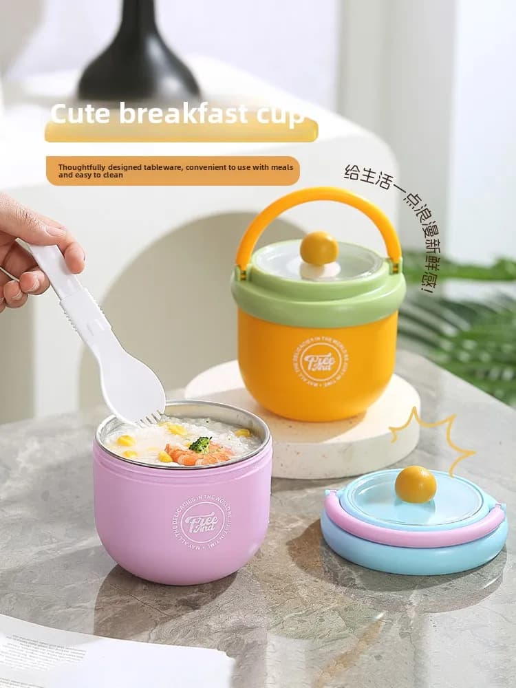 Contenitore per Colazione in Acciaio Inox 304 per Picnic e Pranzo all'Aperto, Adatto per Riso, Insalata e Frutta, Utilizzabile in Microonde