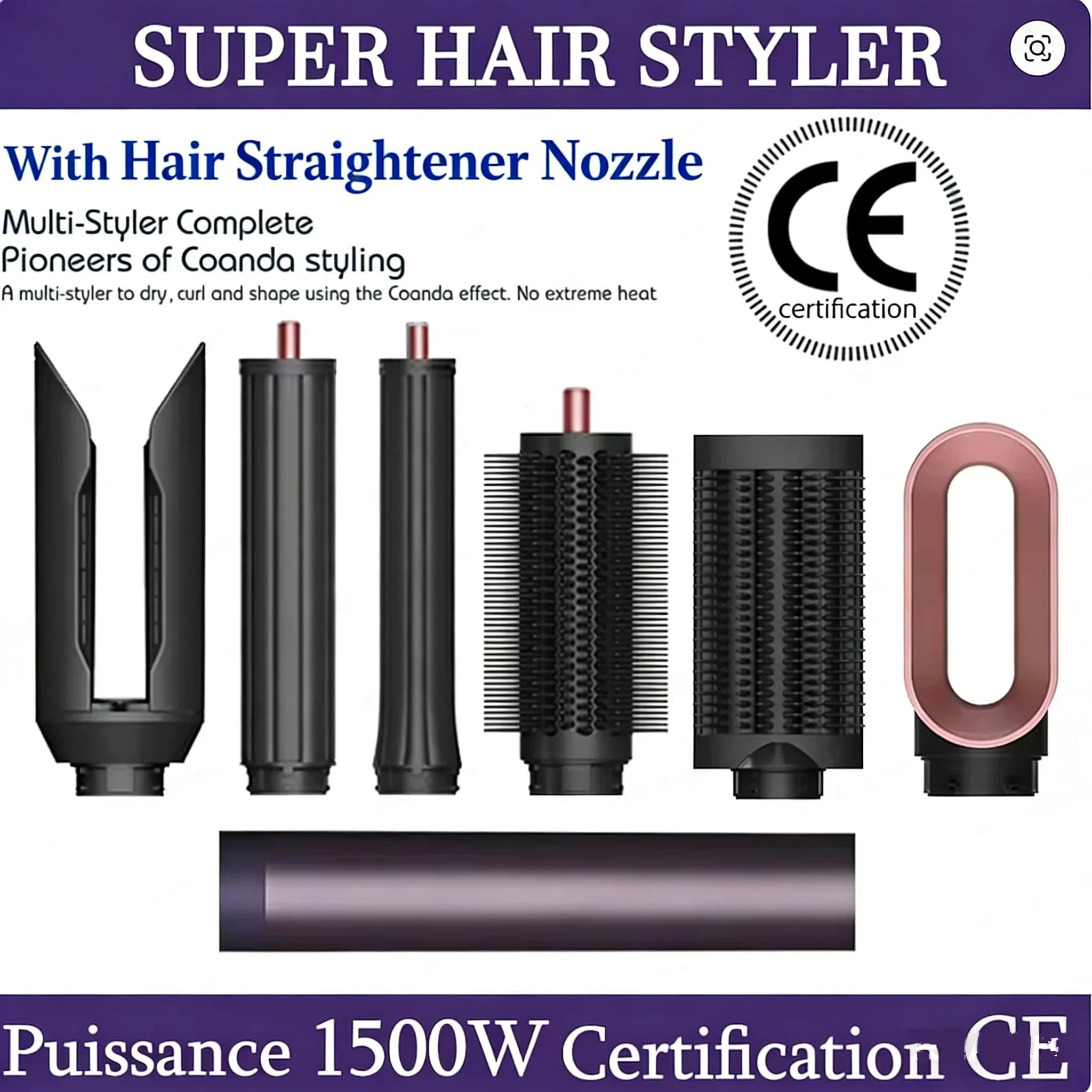 SenCiciMen 6-in-1 Multi Hair Styler, Hot Air Brush, Curling Iron & Hair Dryer, Multifunctional Curling Barrel for Daily Hair Sty