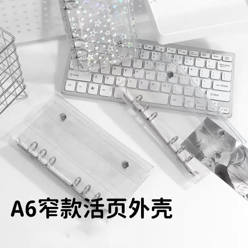 A6 Transparent 6-Hole Loose-Leaf Binder PVC Loose-leaf Notebook Hand Account Diary Agenda Planner Paper Cover School Stationery