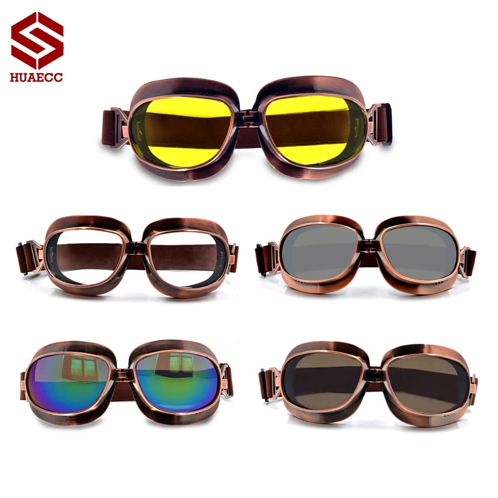 Occhiali da moto in pelle Cafe Racer Occhiali Steampunk vintage per ATV Dirt Bike Jet Ski Casco da moto Gafas Aviador