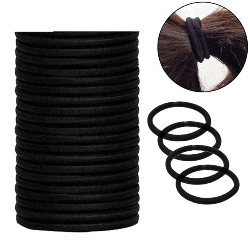10/30/50 4MM Black Hair Elastic Pieces, Scrunchies for Women, Men, Girls, Ladies, Hair Accessories