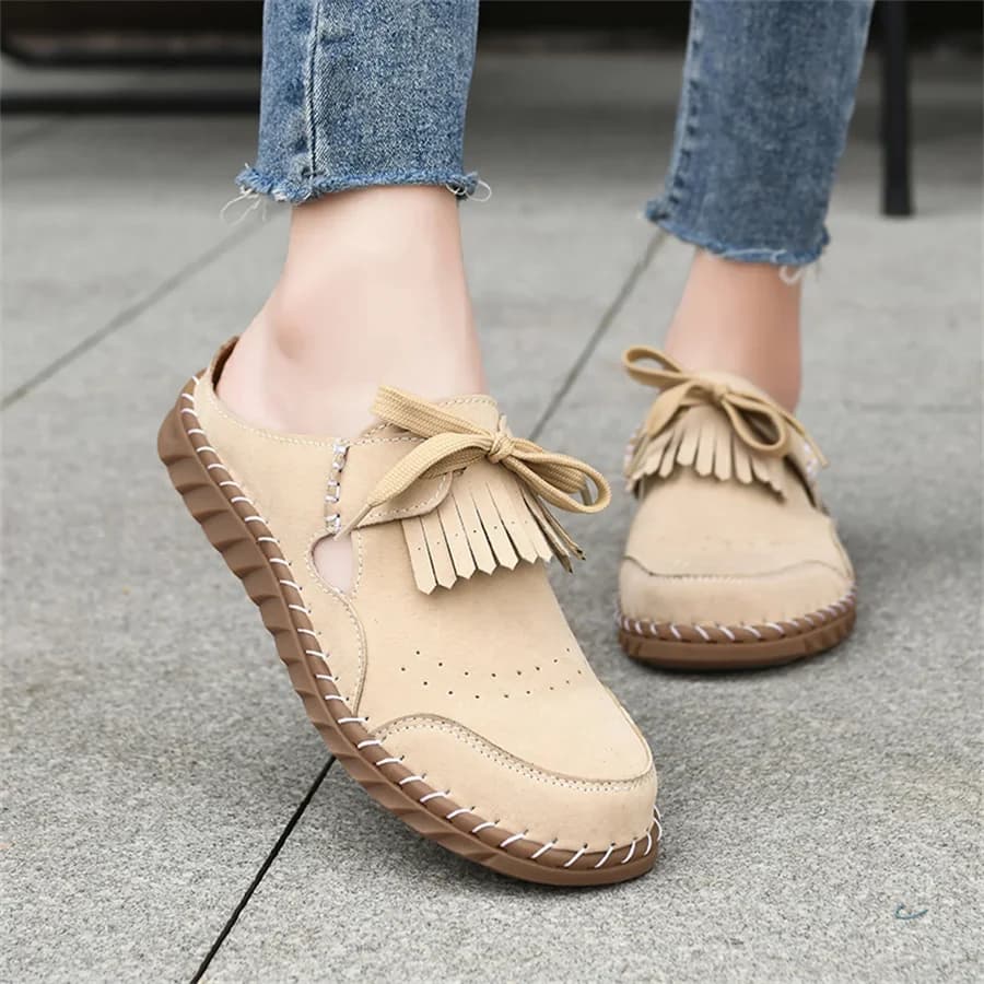 Fashionable Women's Slippers Leather, Casual Beach Shoes, Comfortable Women's Slippers, New Mules