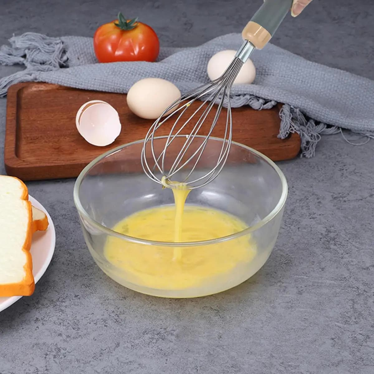 1pc Stainless Steel Egg Beater Hand Mixer Push Whisk Blender For Home Baking Cream Milk Frother Kitchen Tool