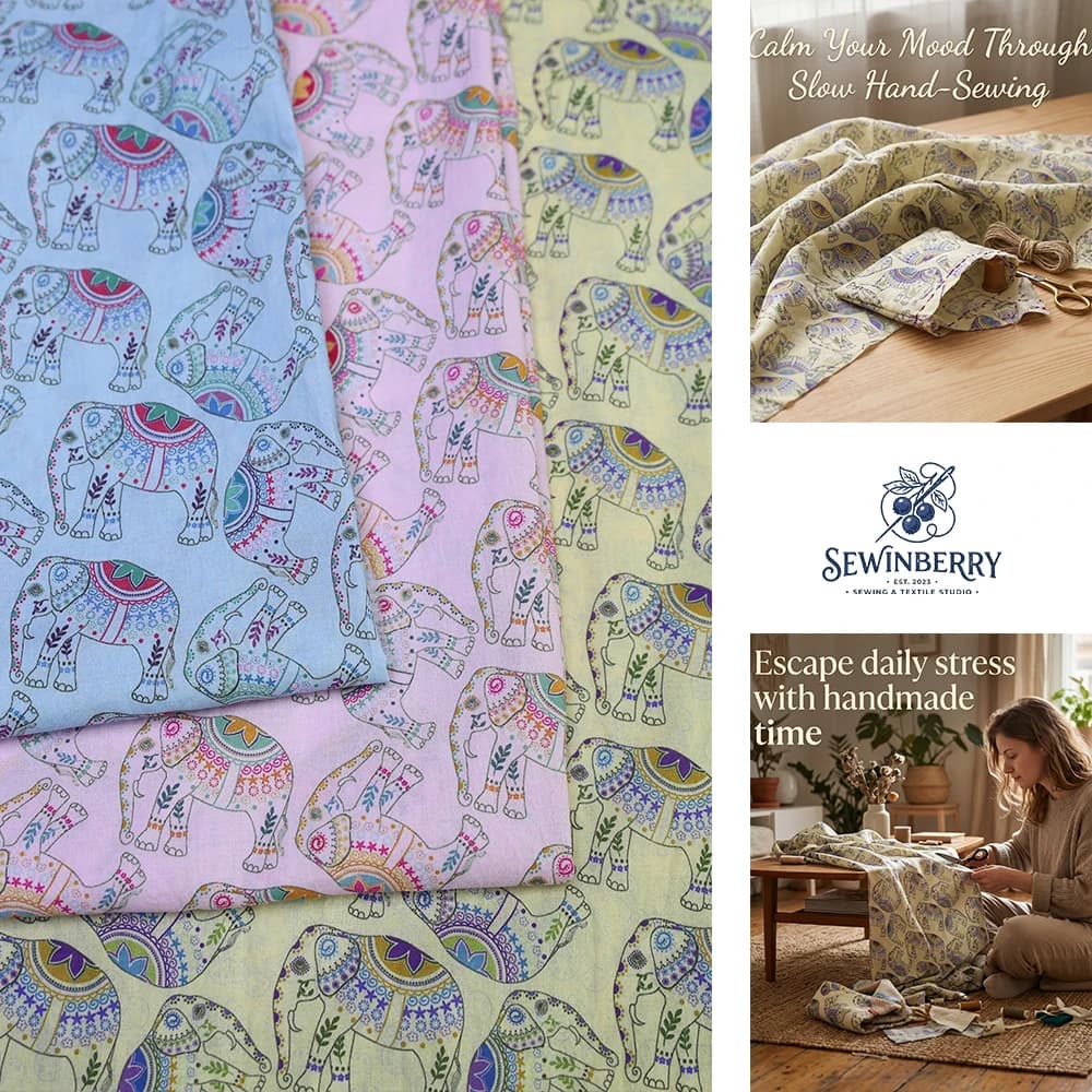 Ethnic Elephant Print Cotton Fabric Stress-Relief DIY Sewing Material For Kids Garment Pillow Cover Patchwork Quilt Handmade