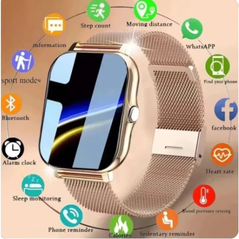 LAXASFIT Fashion Smartwatch Watchbooks Call Bluetooth DIY Voice Assistant 1.83 inch Messages Men and Women