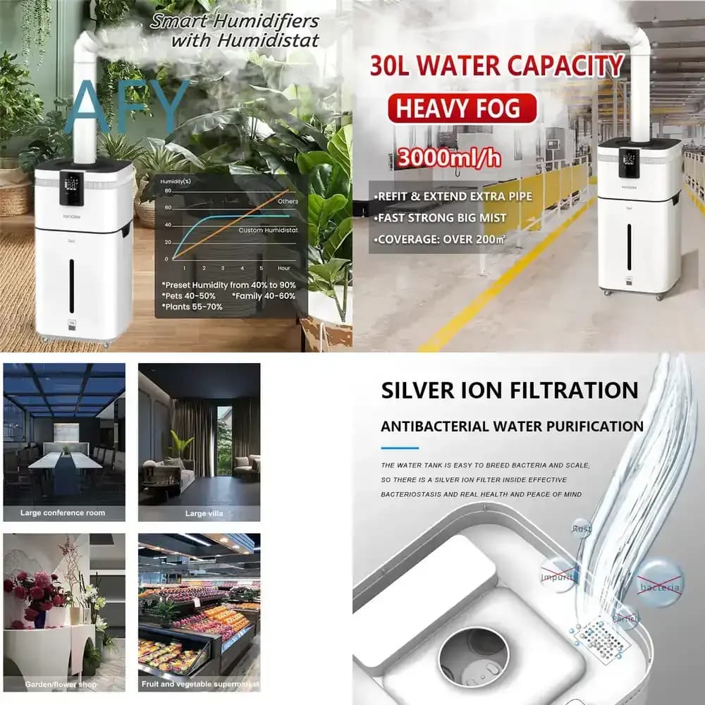 30L Air Humidifier for 110V 220V Home Office Industrial Use Large Capacity Cool Mist Diffuser with Aroma Function