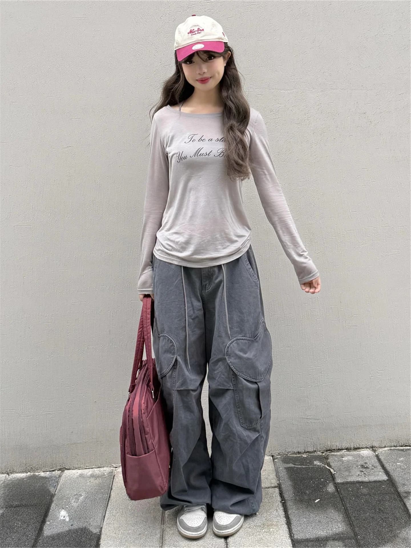 American Street Style Drawstring Workwear Jeans Women Summer Loose Slim Multi Pocket Tall Extended Wide Leg Pants