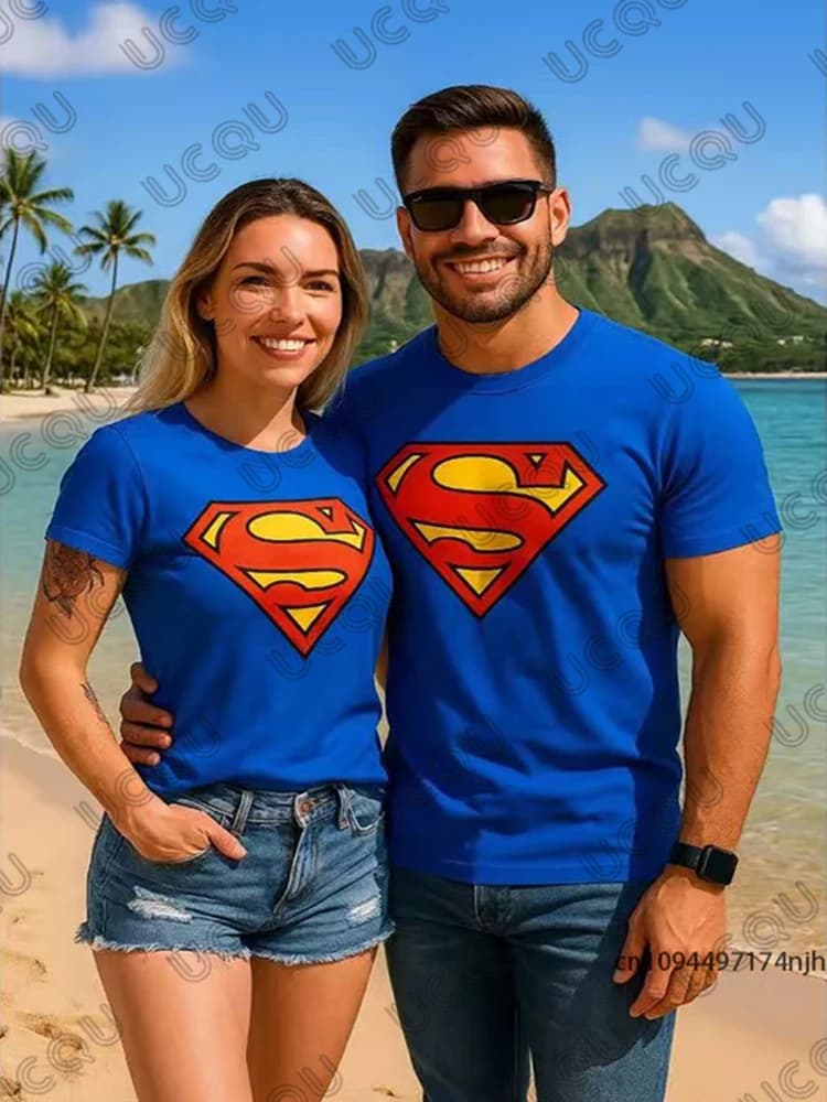 Nuova T-shirt Classica 2026 con Stampa Superman per Coppie, Maglietta Estiva a Maniche Corte in Cotone per Uomo e Donna, Top Casual Sportivo Oversize