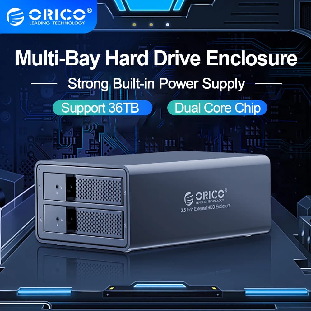 ORICO 95 Serie 2 Bay 3.5 ''USB3.0 HDD Docking Station Supporto 36TB UASP Con 48W Adattatore di Alimentazione Interno Custodia HDD in Alluminio 9528U3