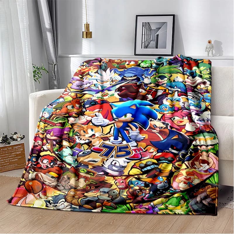 Coperta in Flanella S-Sonic con Motivi di Cartoni Animati, Morbida e Calda per Camera da Letto, Soggiorno, Viaggi, Campeggio, Picnic, Regalo per Bambini