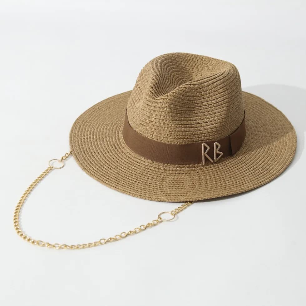 Cappello di paglia da donna con nastro, elegante cappello da sole da spiaggia e fedora da festa, cappello estivo da donna