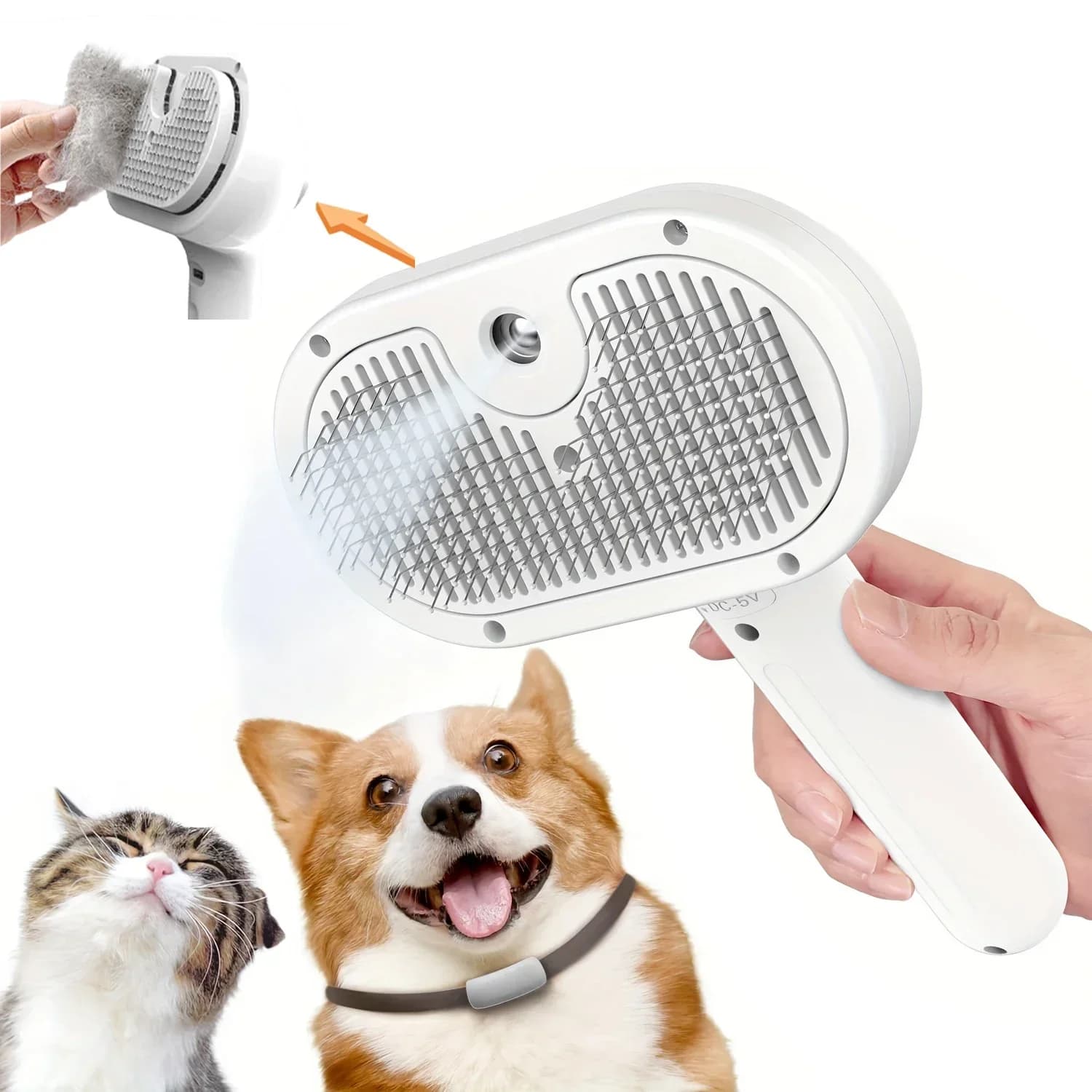 Pettine per toelettatura spray per animali domestici aggiornato Depilazione galleggiante a vapore Pulizia Spazzola a vapore Styling per cani Accessori per gatti