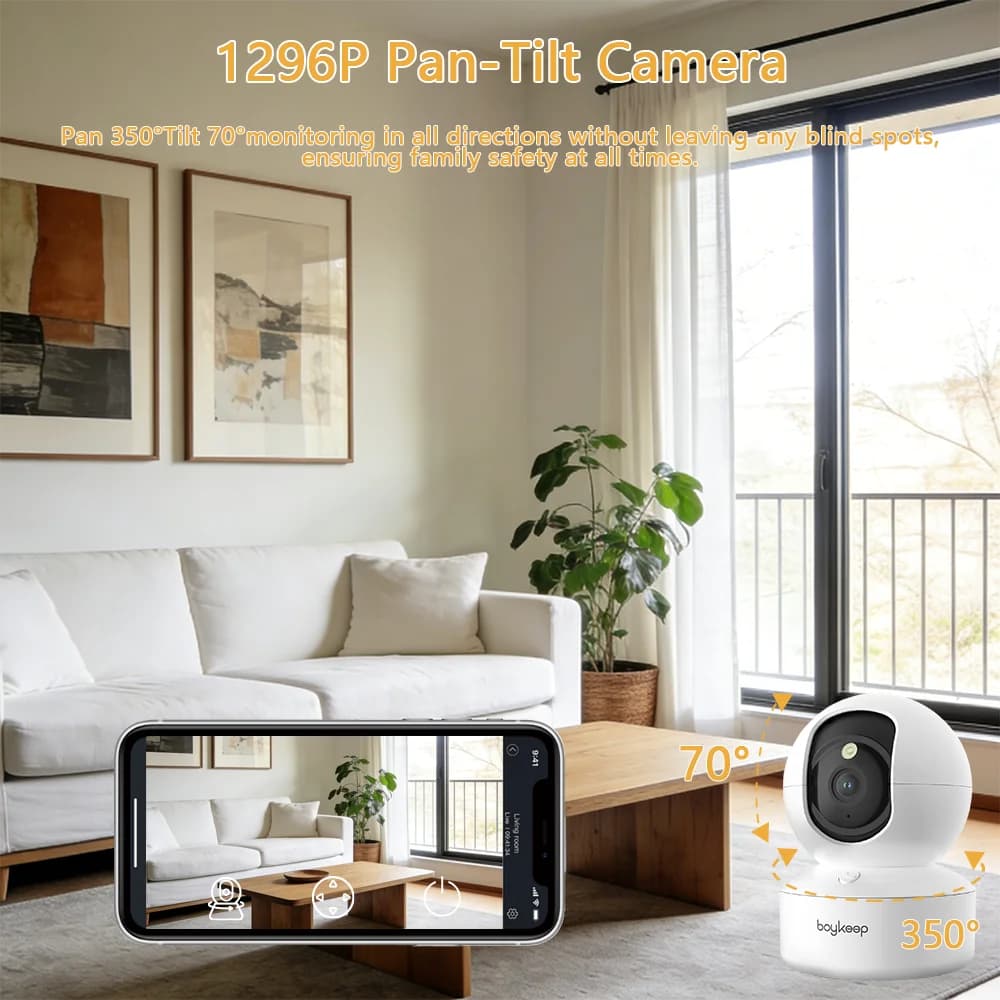 Telecamera per Animali Domestici Boykeep 4MP con App per Smartphone, Telecamera di Sicurezza Interna WiFi 5G/2.4GHz, 360° ° Funzione Pan & Tilt, Audio bidirezionale, Visione notturna