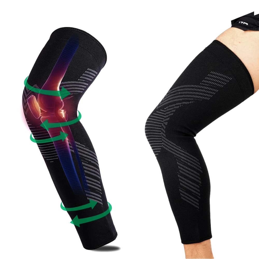 1 pz maniche a compressione in rame per gamba intera per uomo e donna supporto per ginocchiera lunga per basket, corsa, allenamento, ciclismo, sp